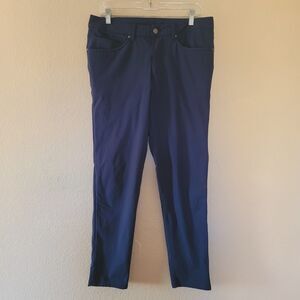 Lululemon ABC Classic Fit Trousers Men 32x30 Blue Chino Pants Warpstreme M5972S